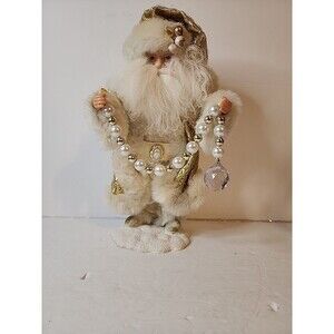 16" Gold White Santa Claus Figure Vintage Christmas Holiday Home Decor